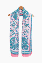 Load image into Gallery viewer, Paisley Print Faux Silk Scarf - Blue/Pink