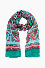 Load image into Gallery viewer, Paisley Print Faux Silk Scarf - Green