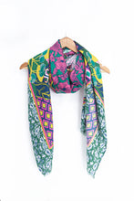 Load image into Gallery viewer, Gabrielle Lightweight Scarf - Green/Pink Floral Geometric