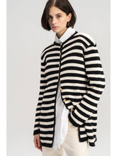 Load image into Gallery viewer, Striped Cardigan Gold Buttons - Black/Cream