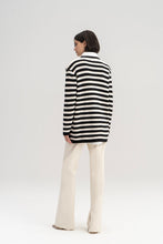 Load image into Gallery viewer, Striped Cardigan Gold Buttons - Black/Cream