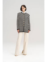 Load image into Gallery viewer, Striped Cardigan Gold Buttons - Black/Cream