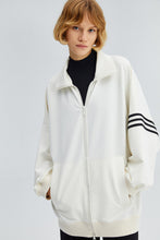 Load image into Gallery viewer, Relaxed Zip Up Sweatshirt - White
