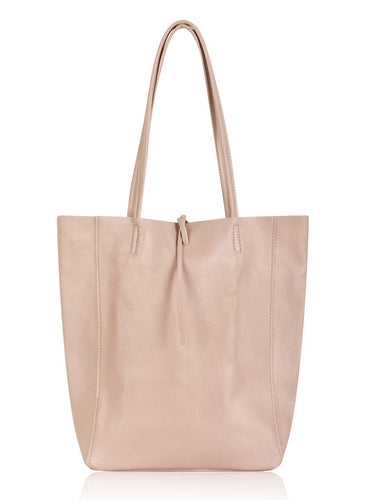 Classica Soft Leather Tote Bag - Nude