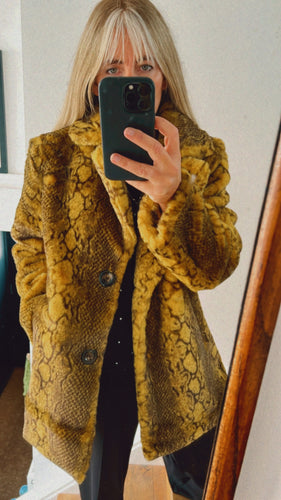 Faux Fur Jacket - Snake Yellow