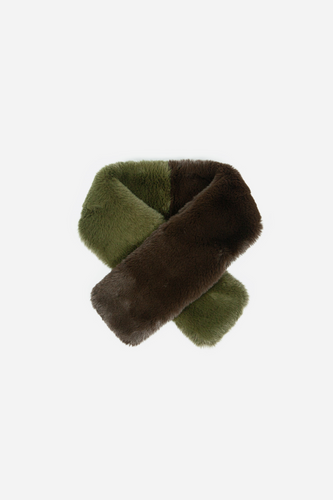 Faux Fur Scarf - Khaki / Brown