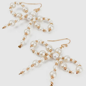 Pearl Bow Beaded Earrings