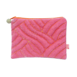 Quilted Stitch Velvet Purse - Pink
