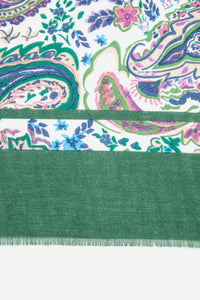 Vintage Paisley Print Scarf - Green