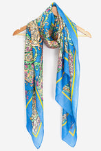 Load image into Gallery viewer, Paisley Print Faux Silk Scarf - Blue