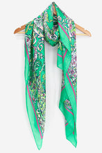 Load image into Gallery viewer, Paisley Print Faux Silk Scarf - Green