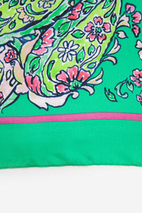 Paisley Print Faux Silk Scarf - Green