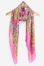 Load image into Gallery viewer, Paisley Print Faux Silk Scarf - Pink