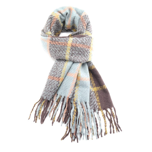 Chunky Check Scarf - Pale Blue