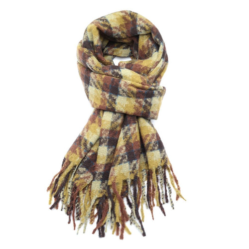 Chunky Check Scarf - Brown