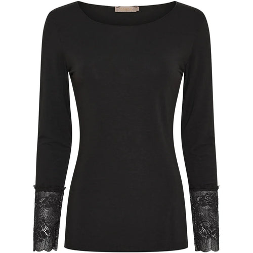 Marta Du Chateau Lace Trim Top - Black