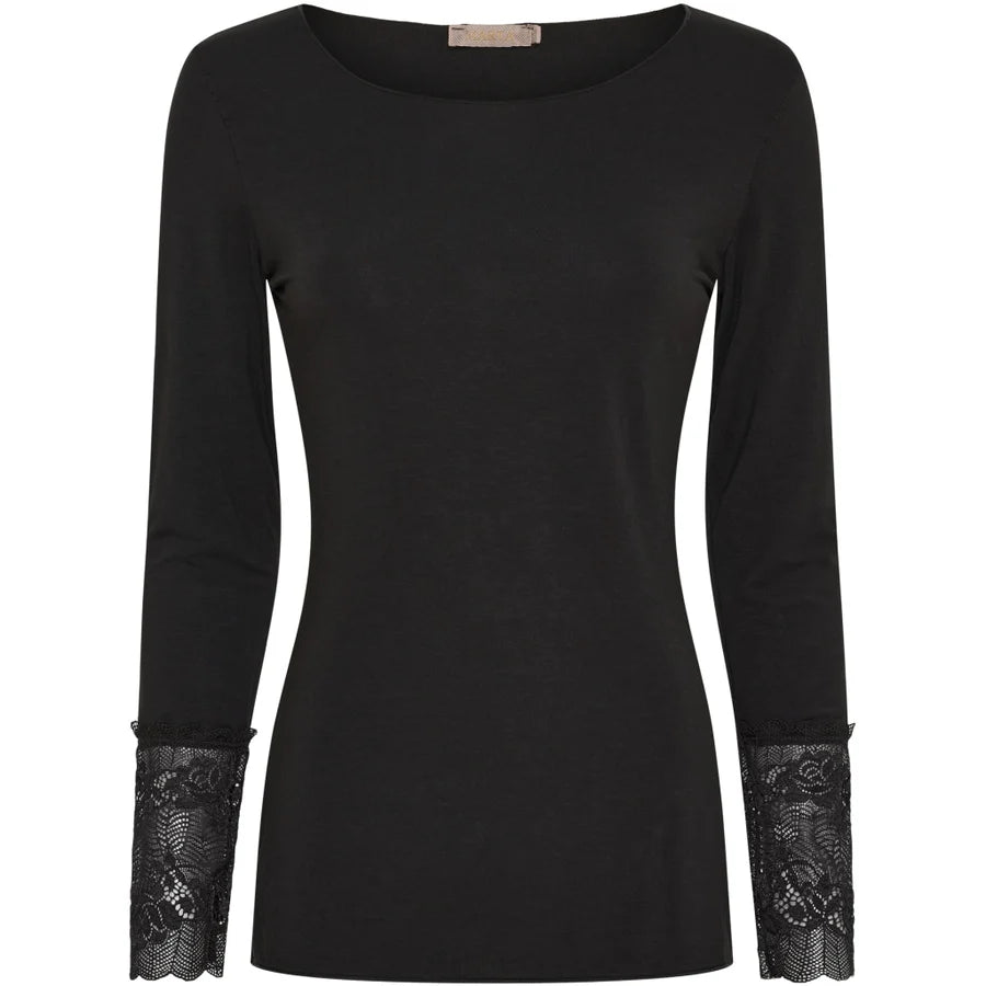 Marta Du Chateau Lace Trim Top - Black