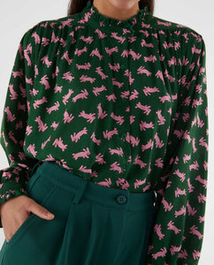 Compania Fantastica Bunny Print Shirt - Dark Green by