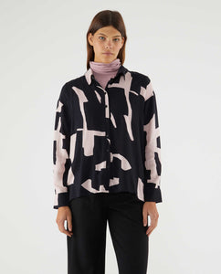 Compania Fantastica Abstract Block Print Shirt - Pink/Black