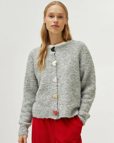 Compania Fantastica Fluffy Heart Cardigan - Grey