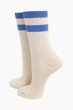 Load image into Gallery viewer, Glitter Socks - Cream / Denim Blue