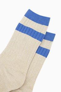 Glitter Socks - Cream / Denim Blue