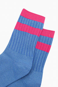 Glitter Socks - Blue/Hot Pink