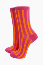 Load image into Gallery viewer, Glitter Socks Stripe - Hot Pink / Orange Stripes