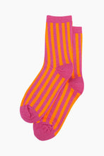 Load image into Gallery viewer, Glitter Socks Stripe - Hot Pink / Orange Stripes