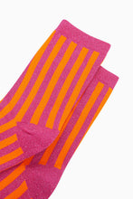 Load image into Gallery viewer, Glitter Socks Stripe - Hot Pink / Orange Stripes