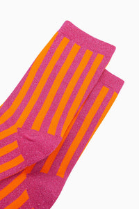 Glitter Socks Stripe - Hot Pink / Orange Stripes