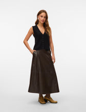 Load image into Gallery viewer, Vero Moda Olive PU Maxi Skirt - Dark Brown