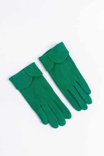Fold Over Scalloped Gloves - Green