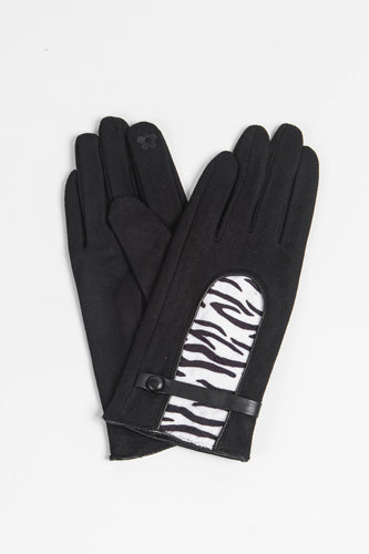 Zebra Print Gloves - Black