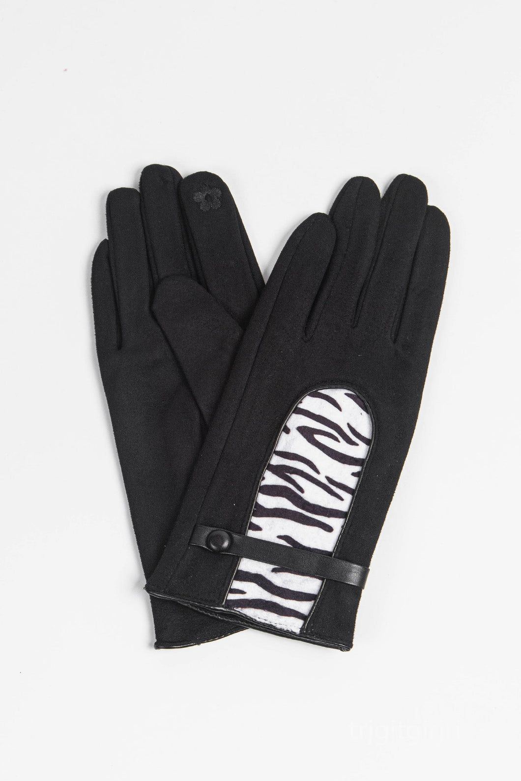 Zebra Print Gloves - Black