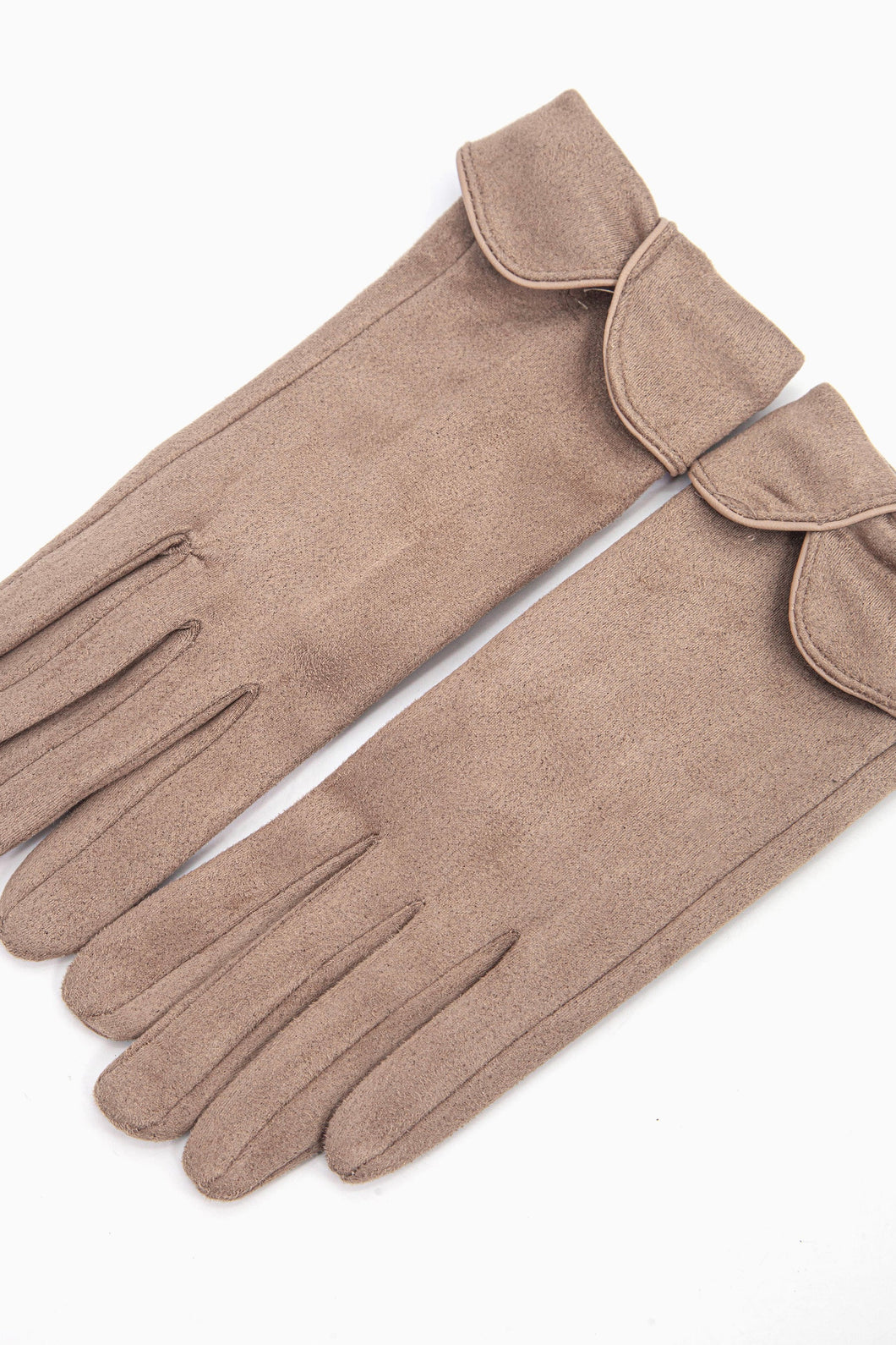 Fold Over Scalloped Gloves - Camel