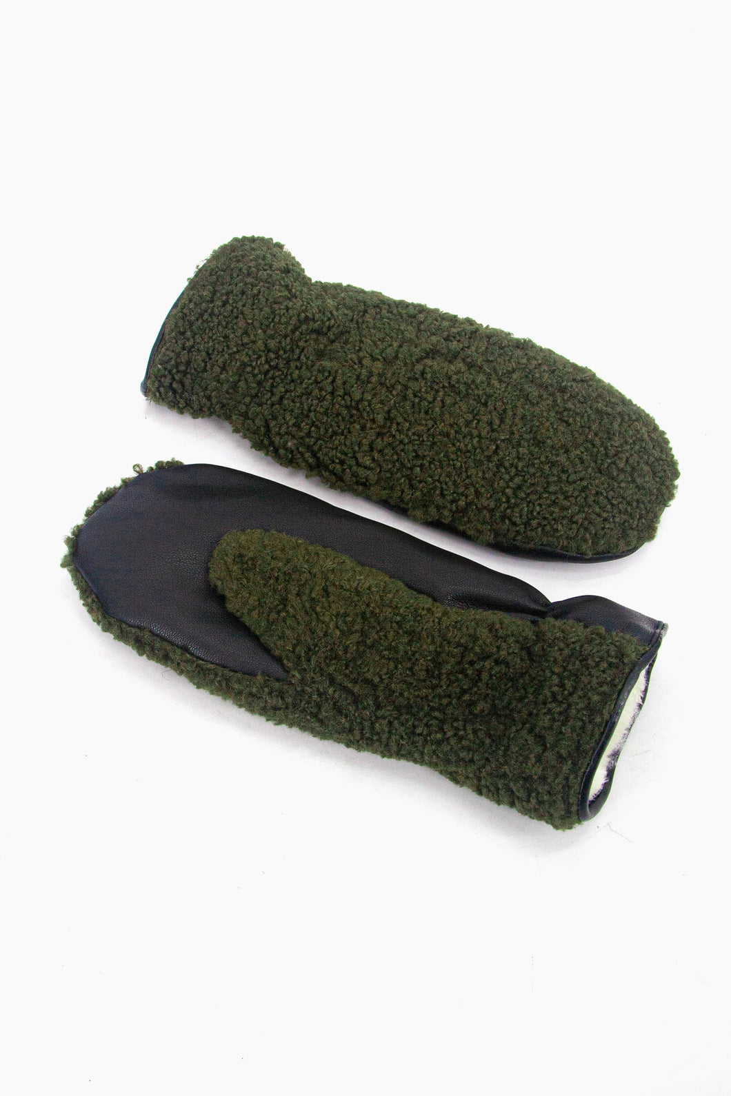 Borg Fleece Mittens - Khaki