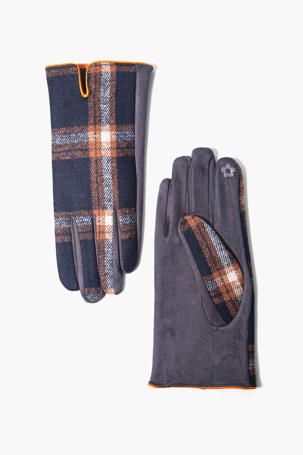 Scottish Tartan Winter Gloves - Black / Orange