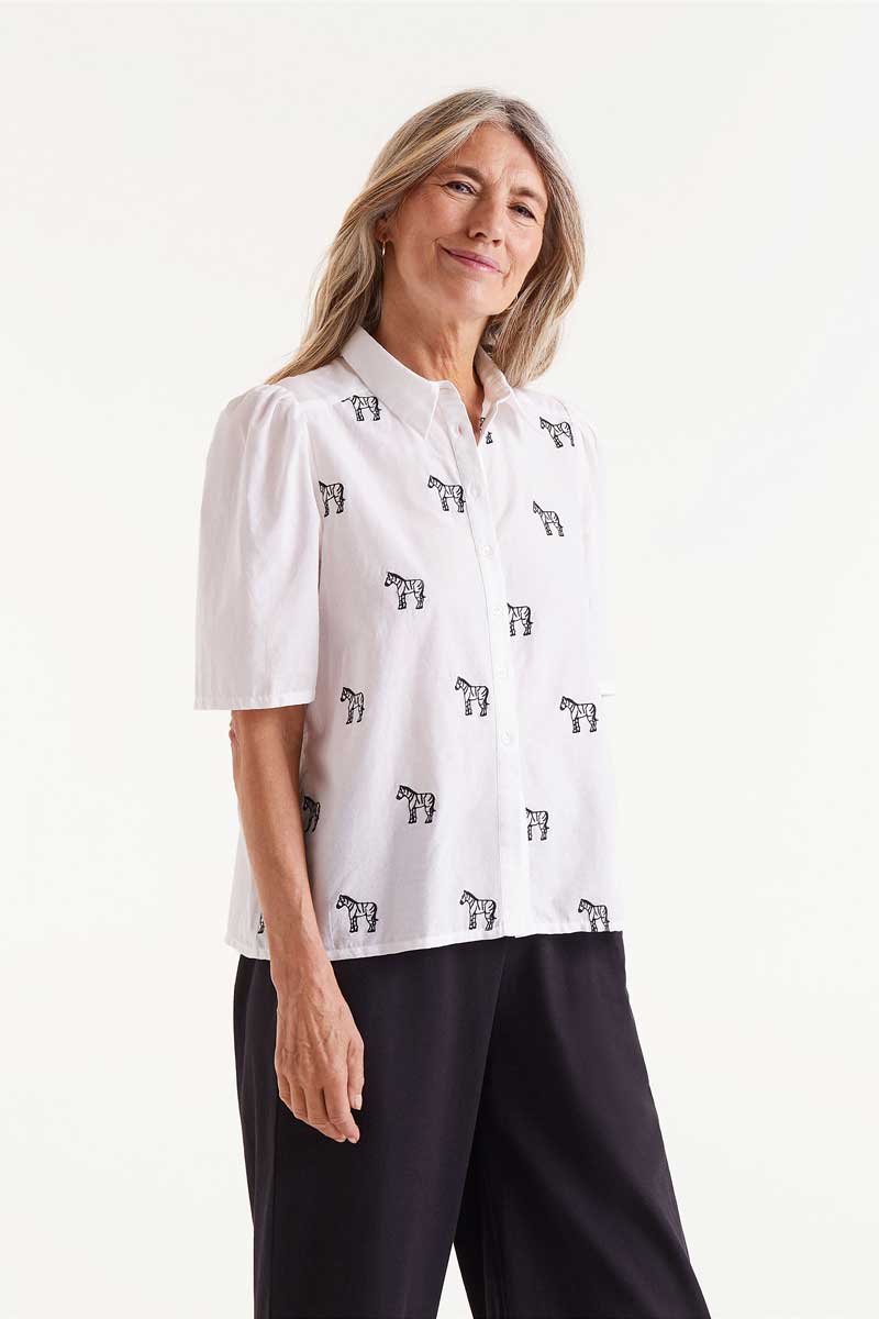 Compania Fantastică Short Sleeve Zebra Shirt - White