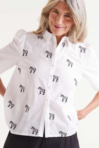Compania Fantastică Short Sleeve Zebra Shirt - White