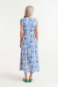 Compania Fantastică Aquaria Printed Midi Dress - Blue