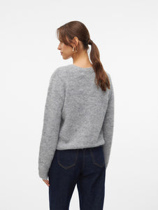 Vero Moda Novah O Neck Button Cardi - Grey