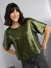 Load image into Gallery viewer, Kaffe Miranda Sequin Top - Green