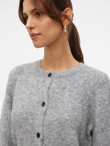 Vero Moda Novah O Neck Button Cardi - Grey