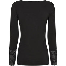 Load image into Gallery viewer, Marta Du Chateau Lace Trim Top - Black