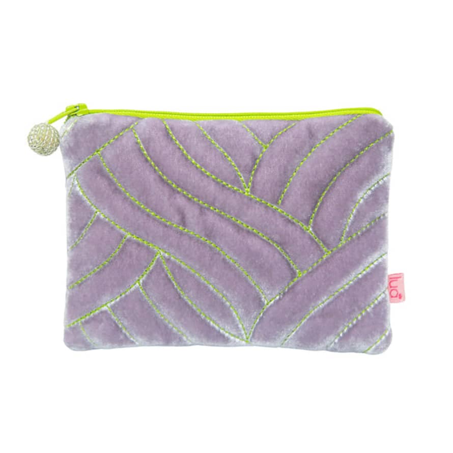 Quilted Stitch Velvet Purse - Lavender