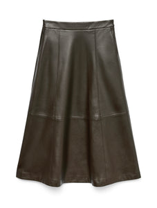 Vero Moda Olive PU Maxi Skirt - Dark Brown