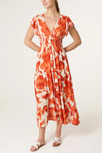 Load image into Gallery viewer, Flowers Midi Dress - Orange