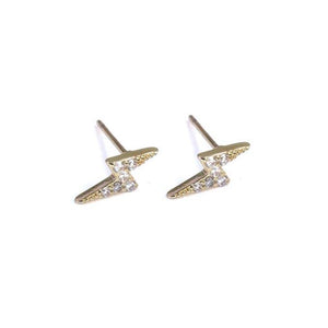 Crystal Lightning Earrings - Gold