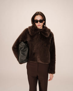 Grace & Mila Shonna Faux Fur Coat - Chocolate